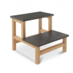 AA008 PREDELLINO A 2 GRADINI IN LEGNO MASSELLO 40X18X36 CM